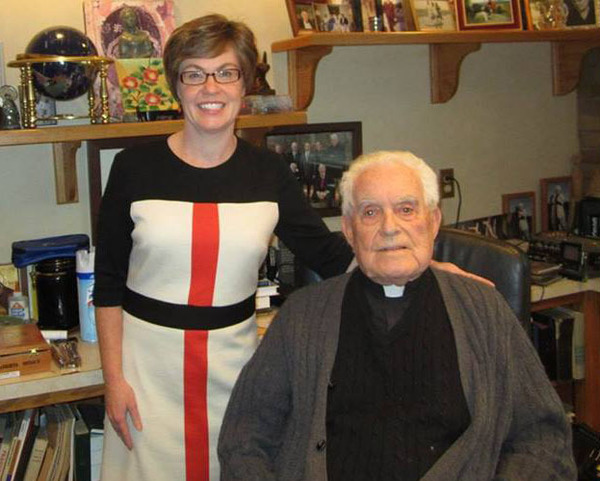 Kathleen Cummings & Father Ted Hesburgh