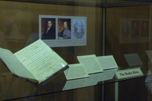 Badin Bible display at Hesburgh Library