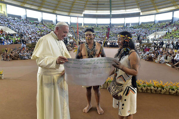 Pope Francis with Indigenous representatives