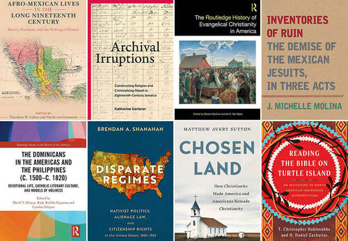 Grid of 8 book covers. Titles include 'Afro-Mexican Lives', 'Archival Irruptions', 'Chosen Land', and 'Inventories of Ruin'.